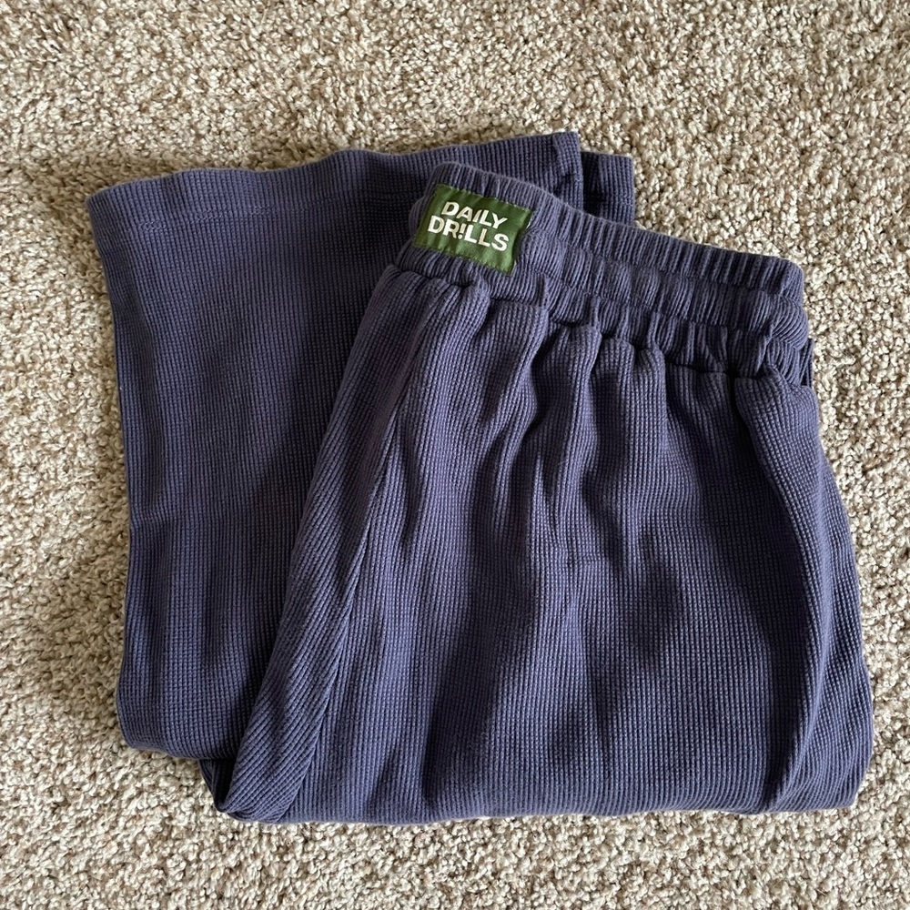 Daily Drills Navy Thermal Waffle Knit Pants